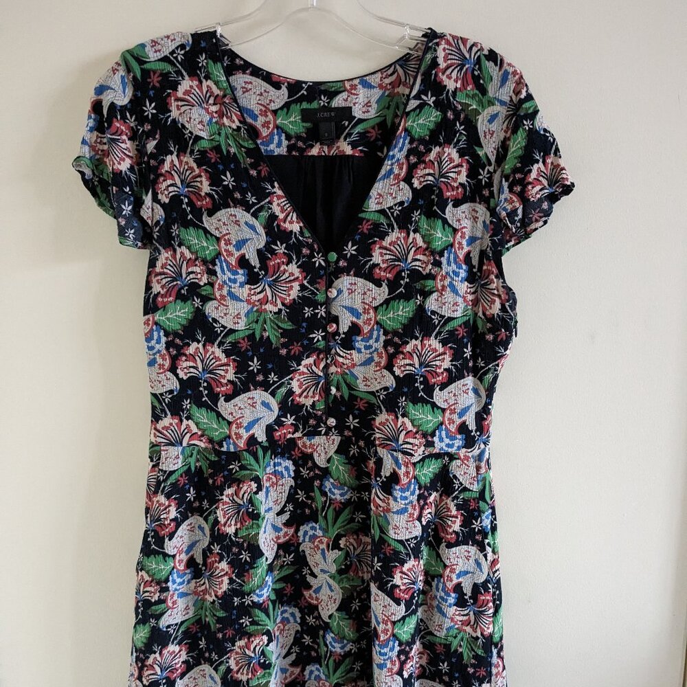 J Crew short sleeve button front dress in island floral